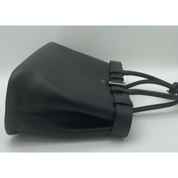 $6100 NEW PRADA LARGE BLACK LEATHER BUCKLE SHOULDER TOTE BAG AUTHENTIC - Picture 7 of 16